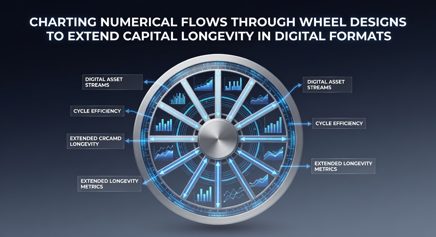 Wheel design visualization showing capital flows through digital asset platforms with numerical segments and directional arrows