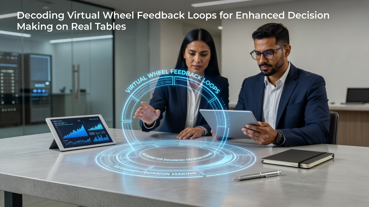Virtual roulette wheel simulation interface displaying feedback loop data points and decision metrics