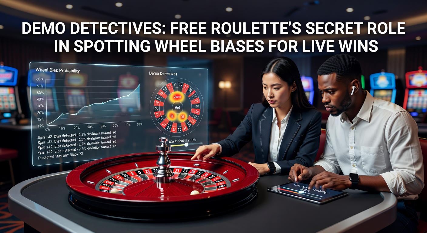 A digital roulette wheel simulation displaying spinning numbers on a free demo interface, highlighting potential bias patterns in results