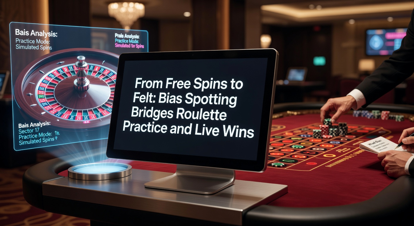 Roulette wheel spinning with chips on the felt, highlighting bias patterns from practice to live play