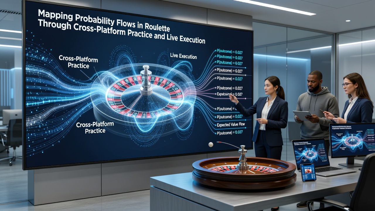 Side-by-side comparison of digital roulette simulation interface and live casino wheel with probability mapping annotations