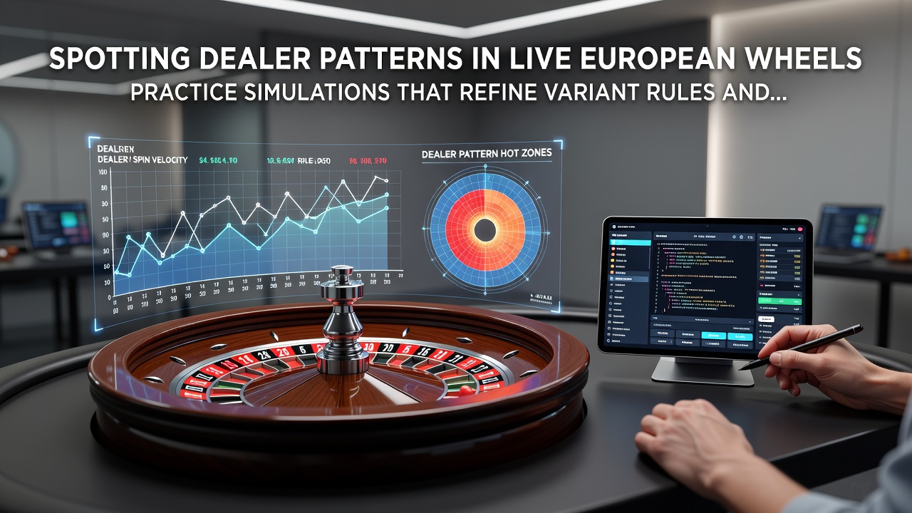 Practice simulation interface displaying dealer spin patterns and European wheel variants