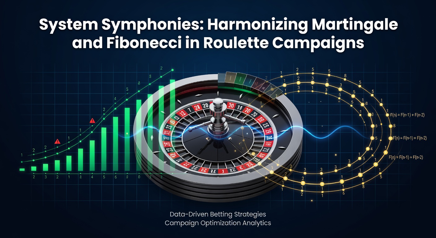 Roulette wheel with overlaid mathematical sequences representing Martingale doubling and Fibonacci progression