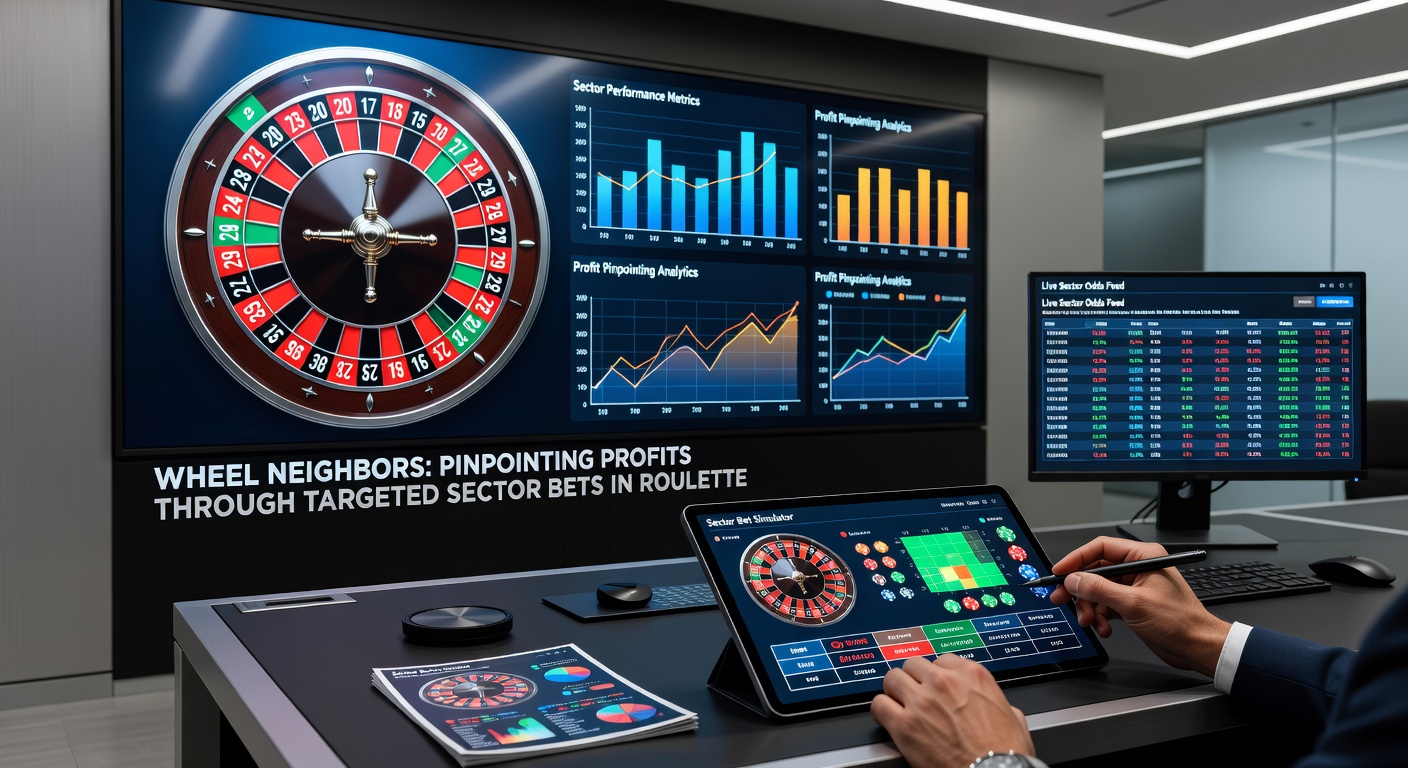 Electronic betting terminal screen showing a selected wheel neighbor bet on number 8 with adjacent sectors highlighted in green, chips stacked accordingly