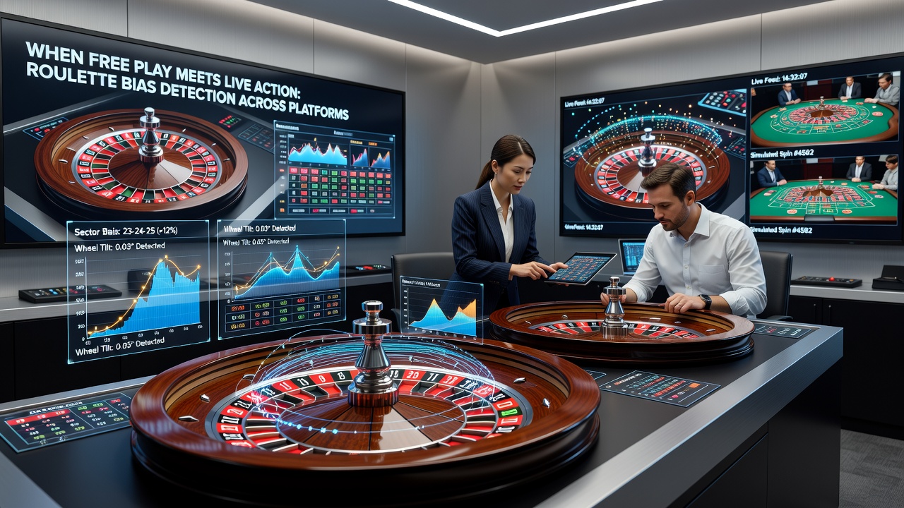 Live dealer roulette table with bias tracking overlay