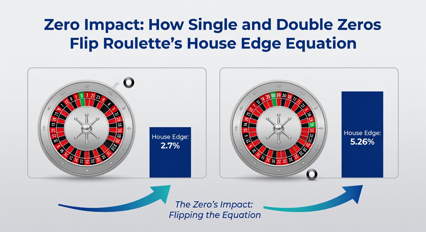 Side-by-side comparison of American double-zero roulette wheel versus European single-zero, illustrating the extra pocket's influence on house advantage